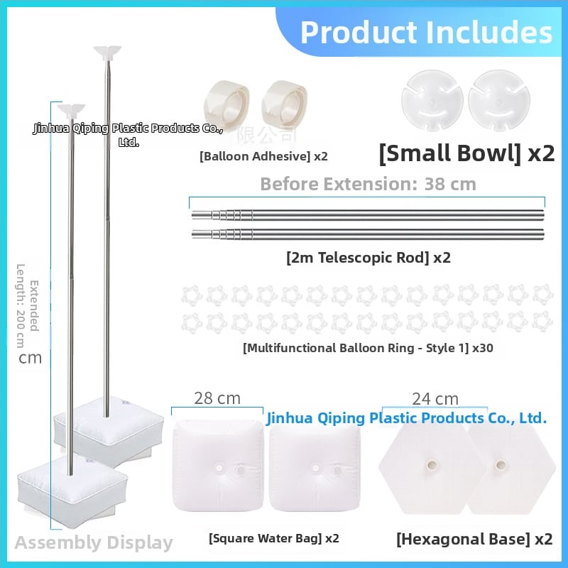 Пластмасова кръгла база за водни чанти с телескопична шестогранна рама и държач за балони за закрити спортни събития