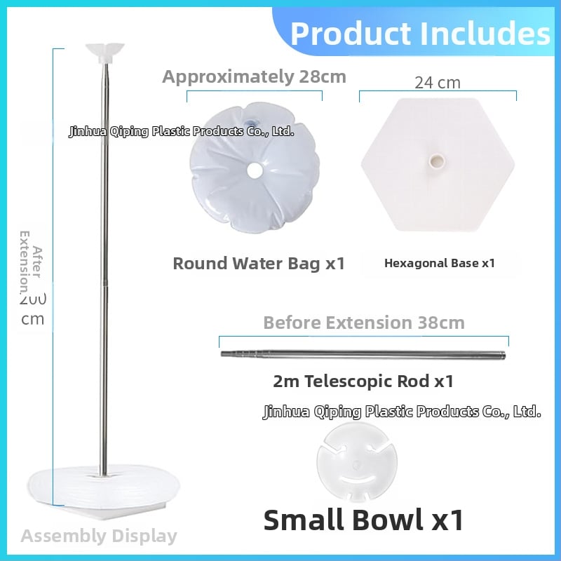 Пластмасова кръгла база за водни чанти с телескопична шестогранна рама и държач за балони за закрити спортни събития