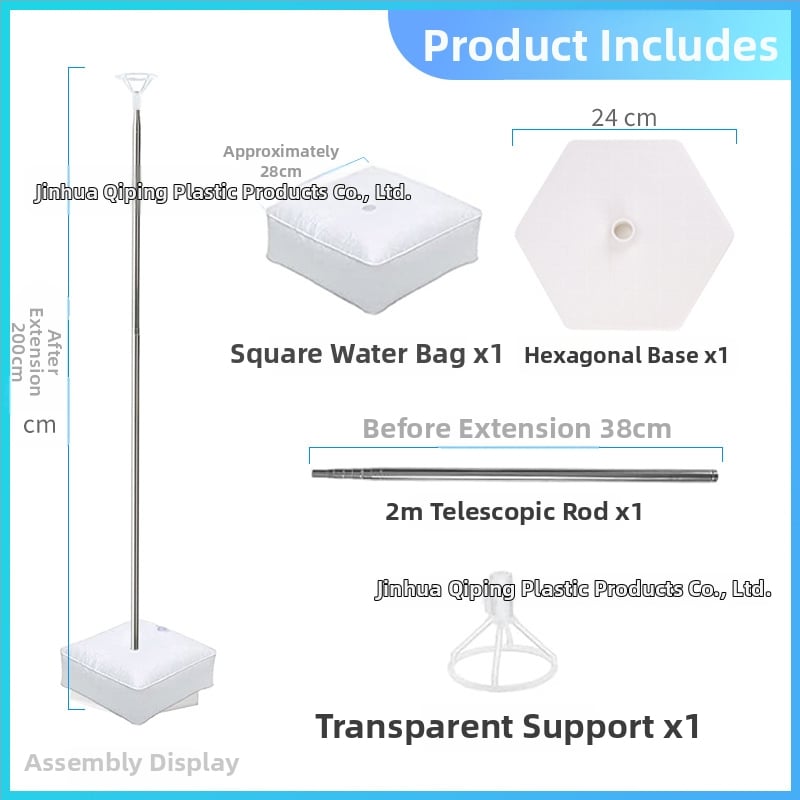Пластмасова кръгла база за водни чанти с телескопична шестогранна рама и държач за балони за закрити спортни събития
