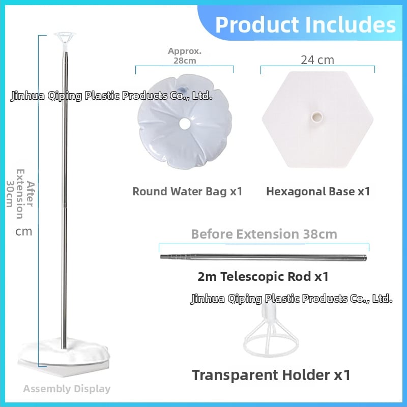 Пластмасова кръгла база за водни чанти с телескопична шестогранна рама и държач за балони за закрити спортни събития