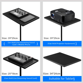 Suport metalic pentru proiector cu tavă universală, bază de podea telescopică, adaptor pentru trepied și raft de depozitare pentru proiector