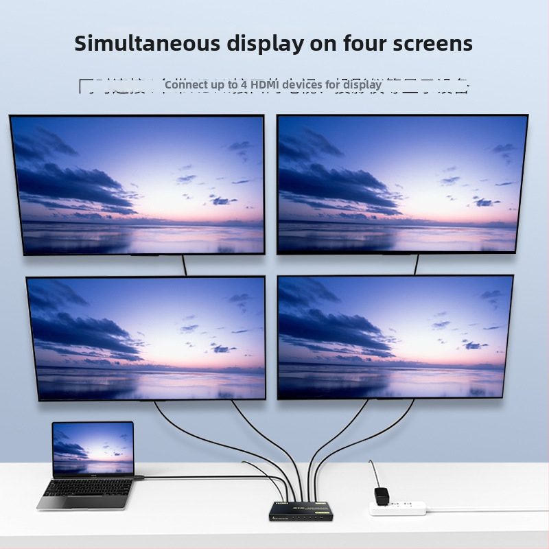 Jinghua HDMI 4-portový splitter, 1 vstup / 4 výstupy, 4K60Hz, model F131, napájanie 3C