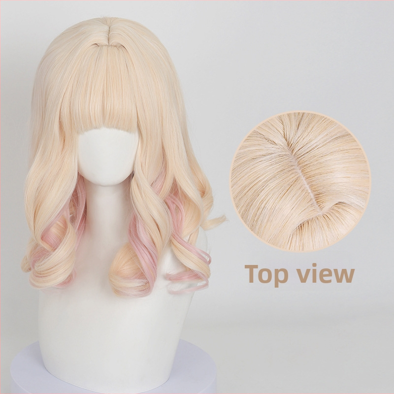 Cardamom cosplay paróka Komori Yui – gradient fürtök Pear Blossom, szimulált fejbőr, magas hőállóságú rostok, festhető és göndöríthető