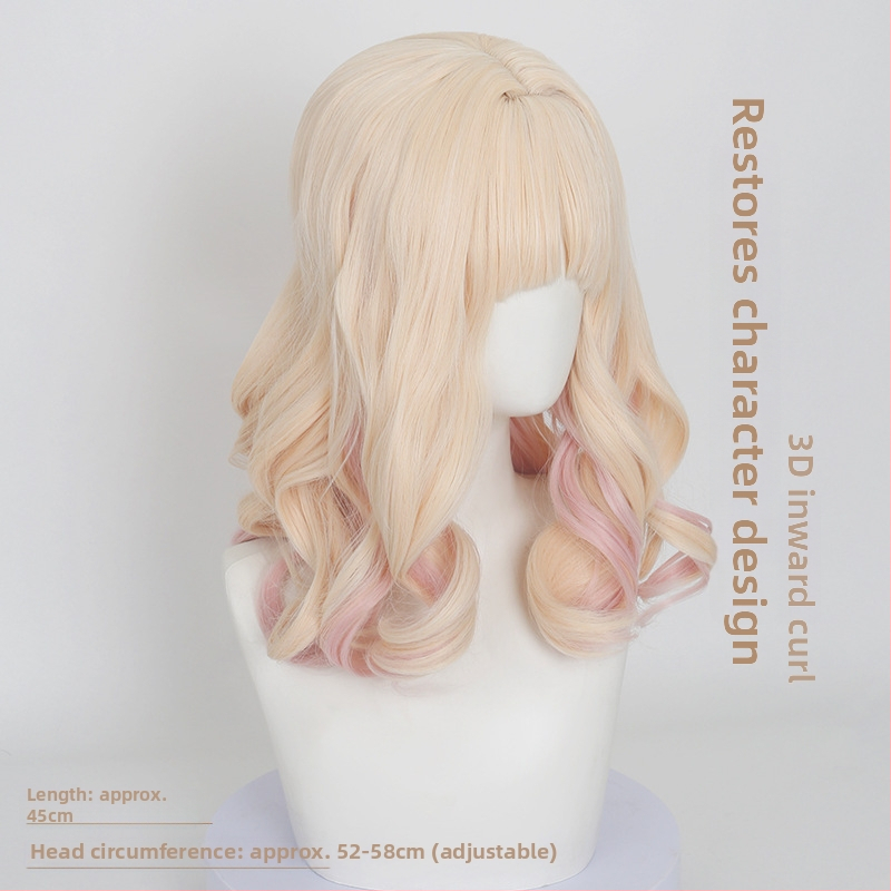 Cardamom cosplay paróka Komori Yui – gradient fürtök Pear Blossom, szimulált fejbőr, magas hőállóságú rostok, festhető és göndöríthető