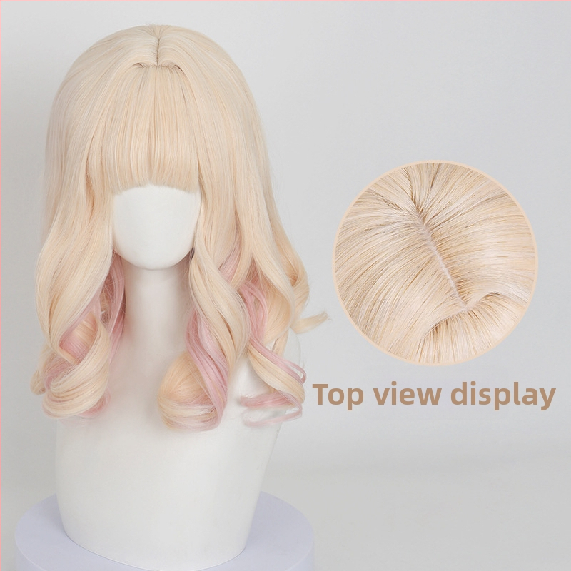 Cardamom cosplay paróka Komori Yui – gradient fürtök Pear Blossom, szimulált fejbőr, magas hőállóságú rostok, festhető és göndöríthető