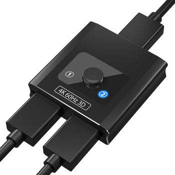 HDMI prekidač/distributer, 4Kx2160, 2 ulaza - 1 izlaz, dvosmjerni, pozlaćeni priključci, aluminijsko kućište, Plug-and-Play, model Hs-002