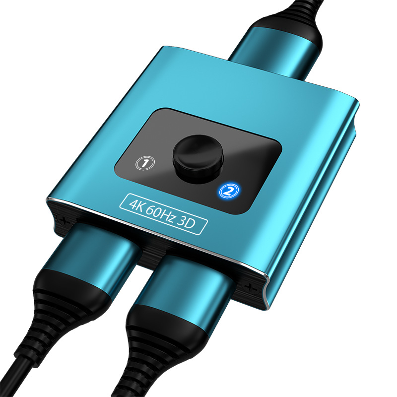 HDMI prekidač/distributer, 4Kx2160, 2 ulaza - 1 izlaz, dvosmjerni, pozlaćeni priključci, aluminijsko kućište, Plug-and-Play, model Hs-002