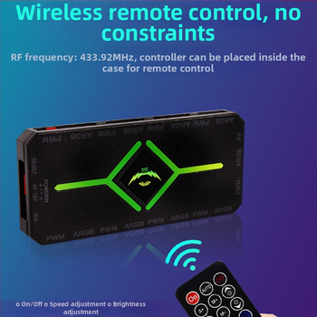 ARGB ovládač ventilátorov s bezdrôtovým diaľkovým ovládaním, 5V 3Pin vstup, PWM riadenie, hub pre ARGB ventilátory do skrinky