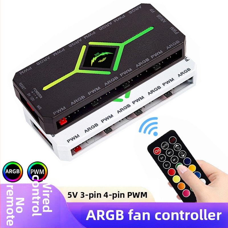 ARGB ovládač ventilátorov s bezdrôtovým diaľkovým ovládaním, 5V 3Pin vstup, PWM riadenie, hub pre ARGB ventilátory do skrinky