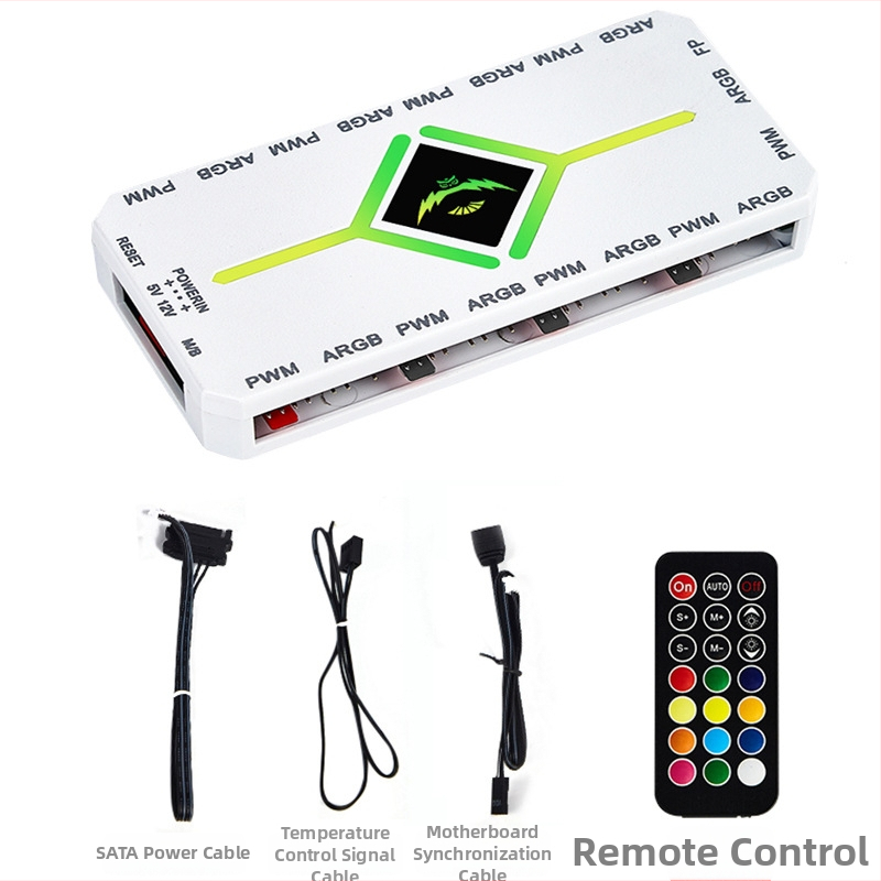 ARGB ovládač ventilátorov s bezdrôtovým diaľkovým ovládaním, 5V 3Pin vstup, PWM riadenie, hub pre ARGB ventilátory do skrinky