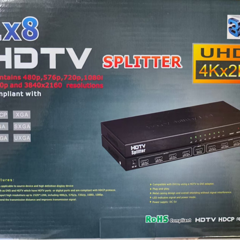 4K HDMI splitter 1x2 1x4 1x8, HDTV neutralno pakiranje