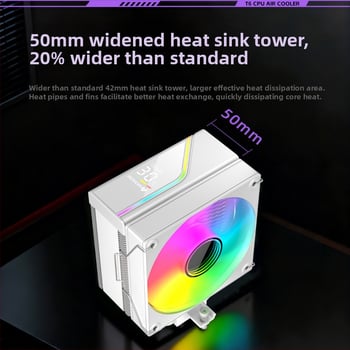 CoolMoon T6 CPU hladnjak s digitalnim prikazom temperature, zračnim hlađenjem, 6 bakrenih cijevi, 800-1800 rpm