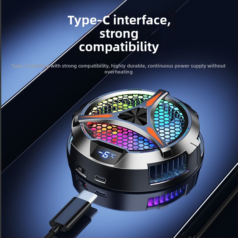 Răcitor pentru dispozitive mobile, cu clemă de spate, răcire cu turbina, tehnologie semiconductoare, interfață Type-C