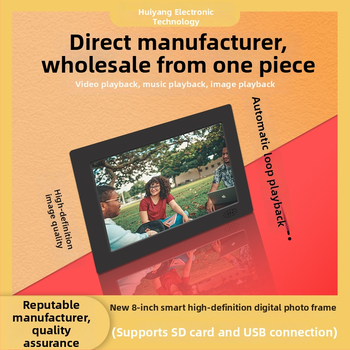 8-palcový inteligentný digitálny fotorámik, rozlíšenie 1024x600, pomer strán 16:9, 16 MB vnútorná pamäť, podpora BMP/JPEG/PNG/JPG