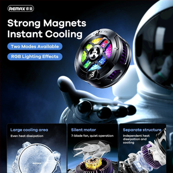 Magnetický chladič pre telefón a tablet s RGB osvetlením a digitálnym displejom, rozhranie Type-C, RT-F7/RT-F7i