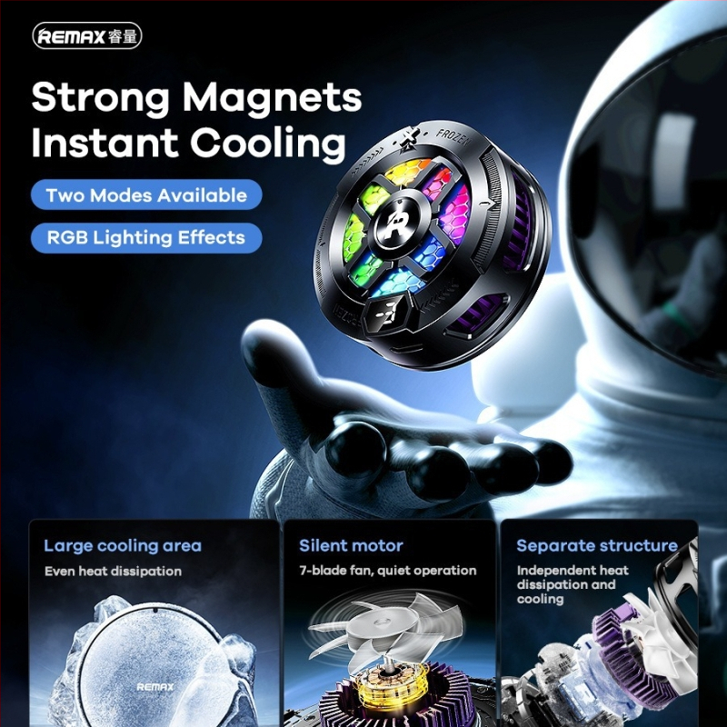 Magnetický chladič pre telefón a tablet s RGB osvetlením a digitálnym displejom, rozhranie Type-C, RT-F7/RT-F7i