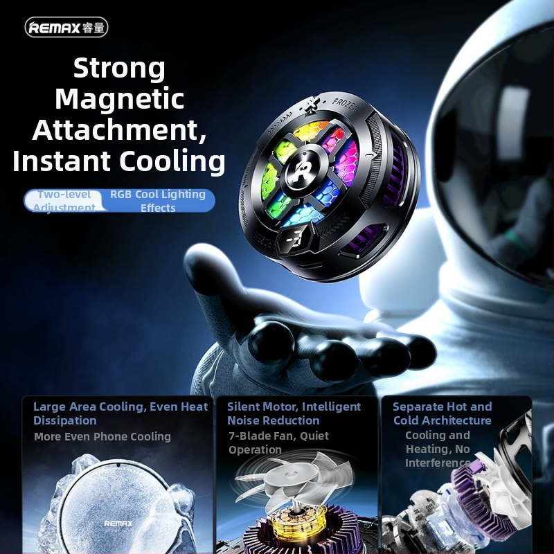 Magnetický chladič pre telefón a tablet s RGB osvetlením a digitálnym displejom, rozhranie Type-C, RT-F7/RT-F7i