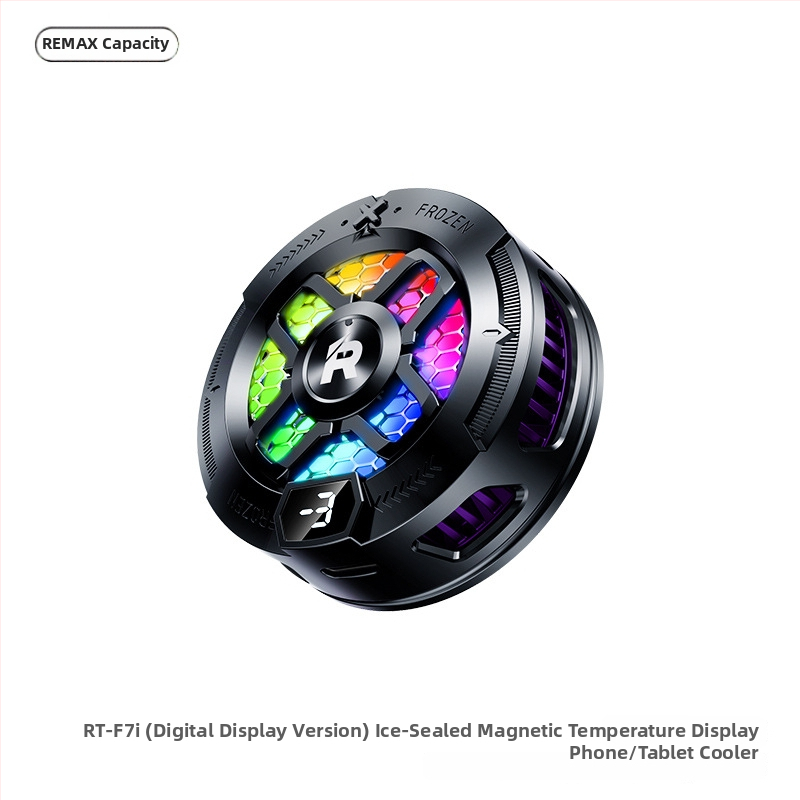 Magnetický chladič pre telefón a tablet s RGB osvetlením a digitálnym displejom, rozhranie Type-C, RT-F7/RT-F7i