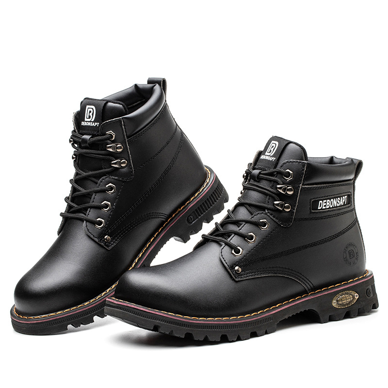 Високи защитни обувки за работа – ударо- и пробивоустойчиви, износоустойчиви (Материал: телешка кожа; Горна част: висока; Стоманено носче; Функции: удароустойчиви, пробивоустойчиви, износоустойчиви)