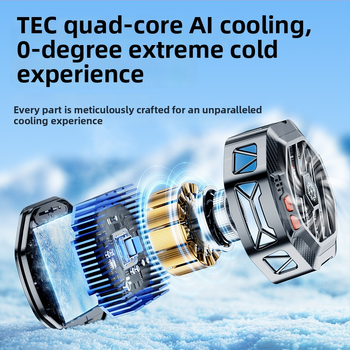 X60 Ψύκτης τηλεφώνου με ασύρματη φόρτιση, ψύξη με ημιαγωγούς, μαγνητική στερέωση, διασύνδεση Type-C, ABS+αλουμινίου κράμα+μαγνήτης, 80 g, συμβατός με Apple και Android