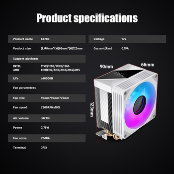 Cooler CPU pentru PC desktop, construcție din cupru-aluminiu, răcire cu țevi de cupru, rulmenți hidraulici, silențios, design antialunecare