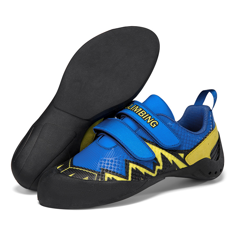 Παπούτσια αναρρίχησης για εσωτερικές διαδρομές — Δροσερό, αναπνέον πάνω μέρος από διχτυωτό ύφασμα; Αντιολισθητική σόλα από καουτσούκ; Κλείσιμο Velcro; Unisex