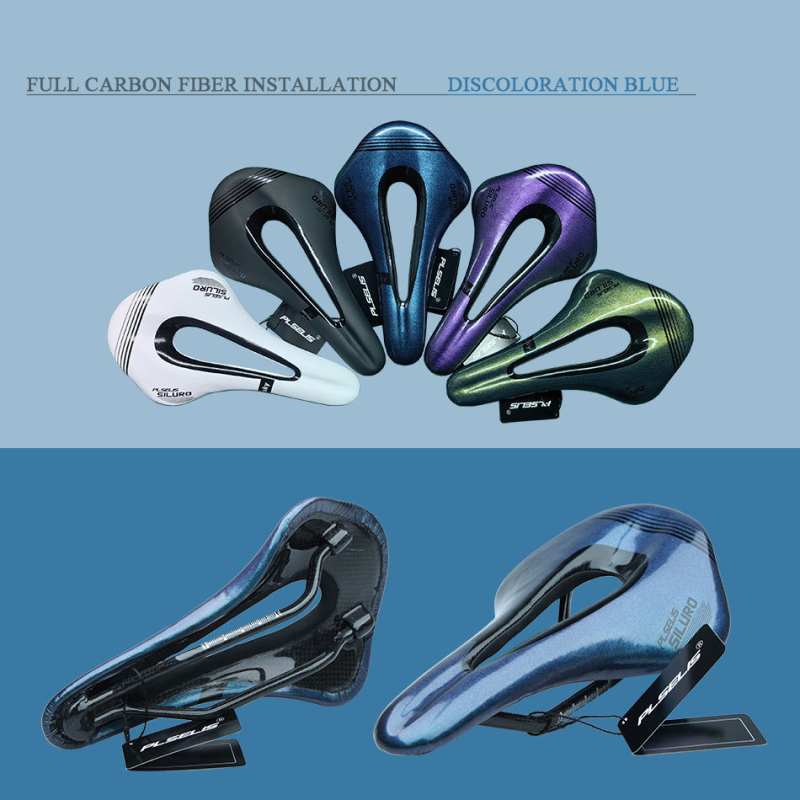 Șa de bicicletă cu arc din carbon și piele microfibră, nas scurt, design respirabil (GT418)