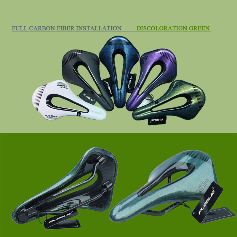 Șa de bicicletă cu arc din carbon și piele microfibră, nas scurt, design respirabil (GT418)