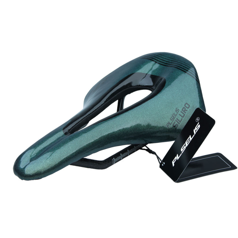 Șa de bicicletă cu arc din carbon și piele microfibră, nas scurt, design respirabil (GT418)