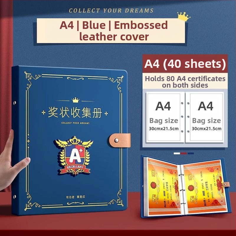 Zbierka certifikátov – kožený povrch, 40 strán, bez loga, dar pre deti a spolužiakov