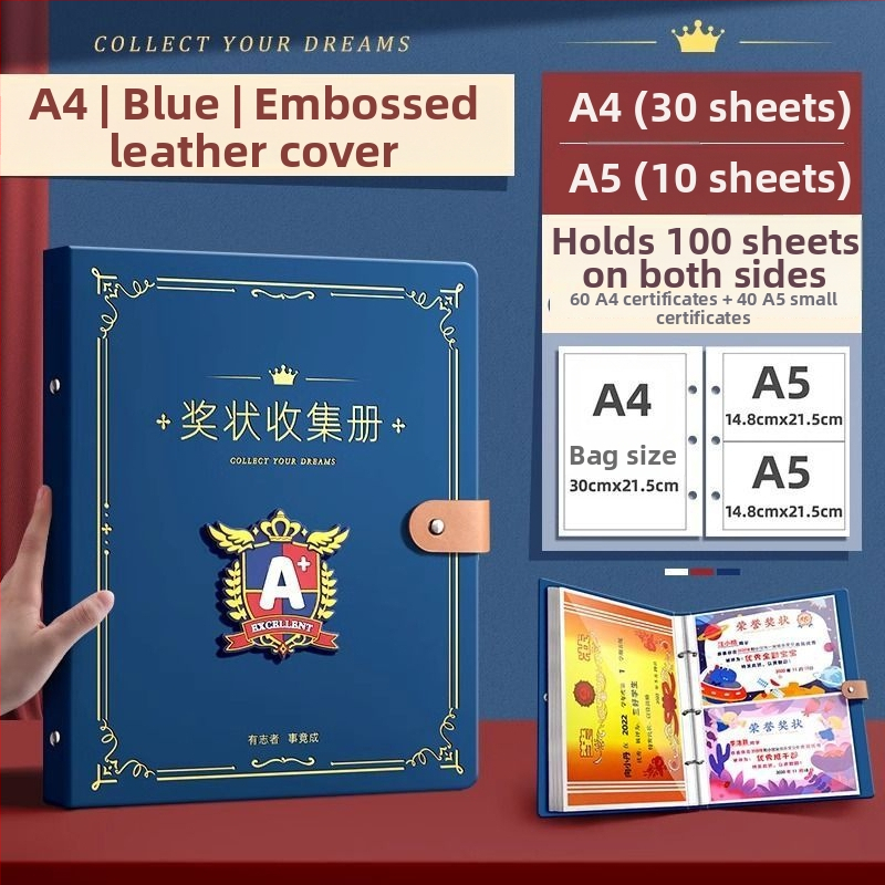 Zbierka certifikátov – kožený povrch, 40 strán, bez loga, dar pre deti a spolužiakov