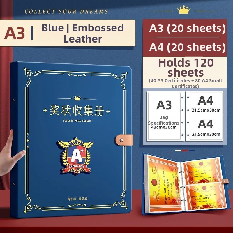 Zbierka certifikátov – kožený povrch, 40 strán, bez loga, dar pre deti a spolužiakov