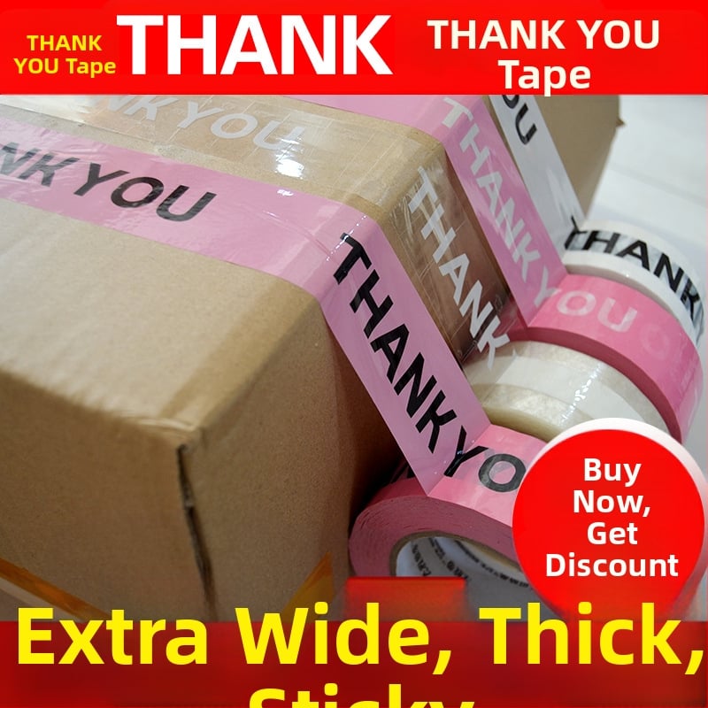 Printed THANKYOU лента за запечатване с карикатура, BOPP филм, Hydrosol adhesive, ширина 45 мм, дължина 10–100 м, филмова дебелина 52 μm