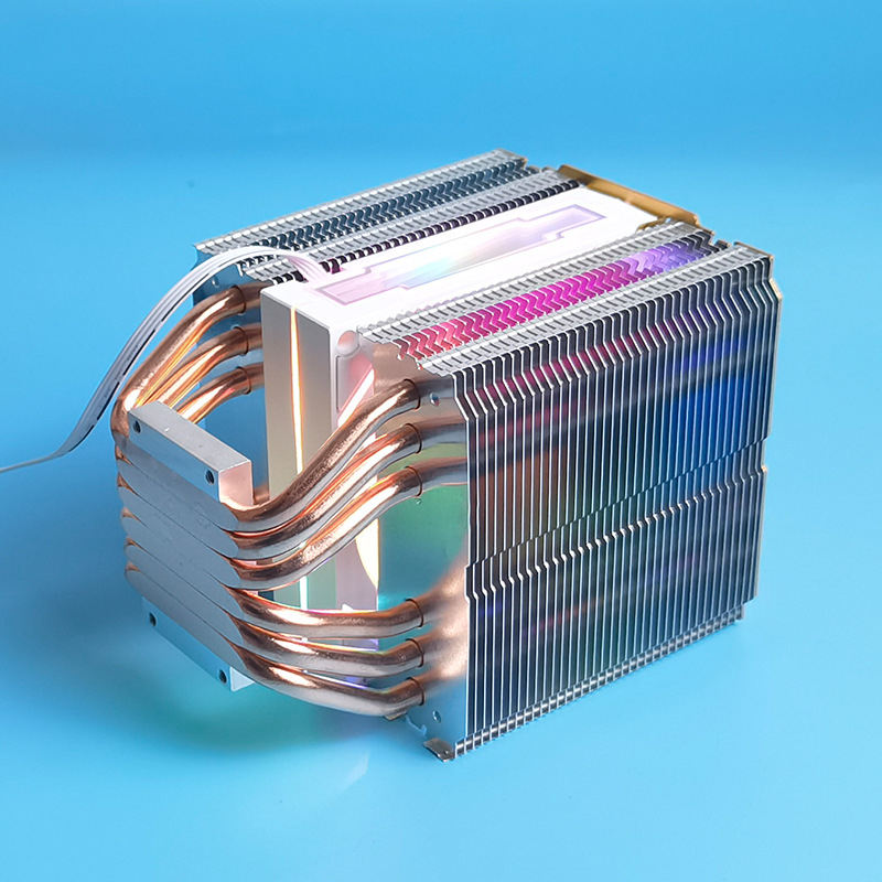 Radiator pentru semiconductori, construcție din cupru-aluminiu, 4-6 țevi de răcire, răcire prin aer, funcționare silențioasă, 2000 RPM