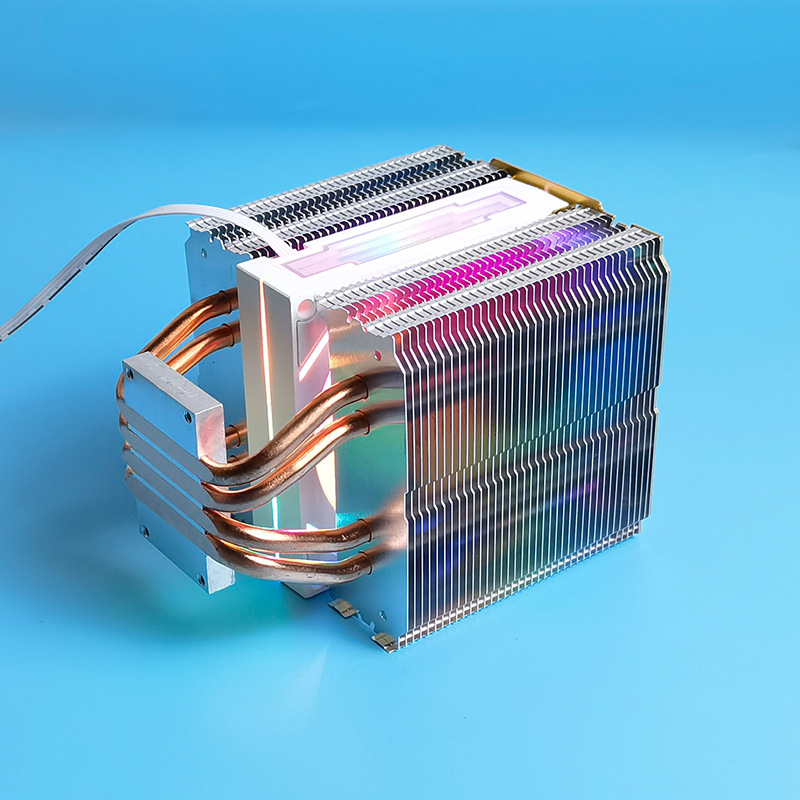 Radiator pentru semiconductori, construcție din cupru-aluminiu, 4-6 țevi de răcire, răcire prin aer, funcționare silențioasă, 2000 RPM