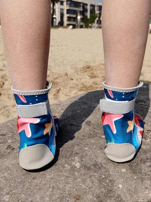 Pantofi de apă înalți pentru copii și adulți, închidere Velcro, talpă antiderapantă, partea superioară din Lycra rezistentă la tăieturi, pentru înot în mare