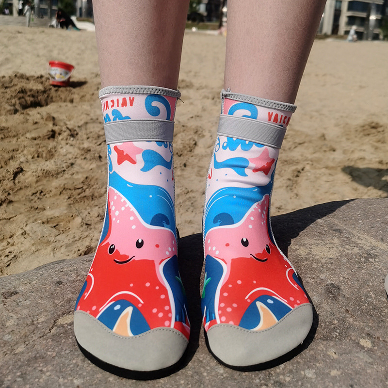 Pantofi de apă înalți pentru copii și adulți, închidere Velcro, talpă antiderapantă, partea superioară din Lycra rezistentă la tăieturi, pentru înot în mare