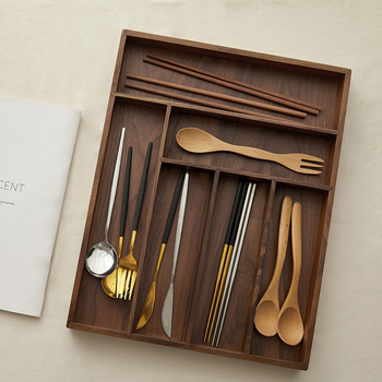 Fából készült asztali tároló doboz rekeszekkel, 18 L kapacitás, skandináv stílus