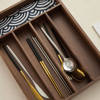 Fából készült asztali tároló doboz rekeszekkel, 18 L kapacitás, skandináv stílus