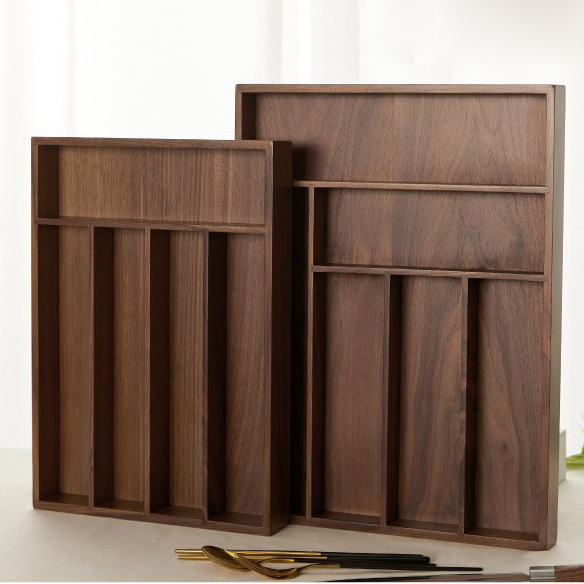 Fából készült asztali tároló doboz rekeszekkel, 18 L kapacitás, skandináv stílus