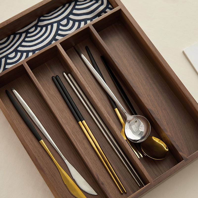 Fából készült asztali tároló doboz rekeszekkel, 18 L kapacitás, skandináv stílus