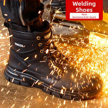 Високи защитни обувки със стоманен нос, микрофибърна кожа, антиударни и антипробивни, издръжливи
