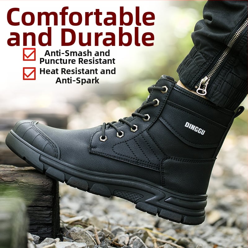 Високи защитни обувки със стоманен нос, микрофибърна кожа, антиударни и антипробивни, издръжливи