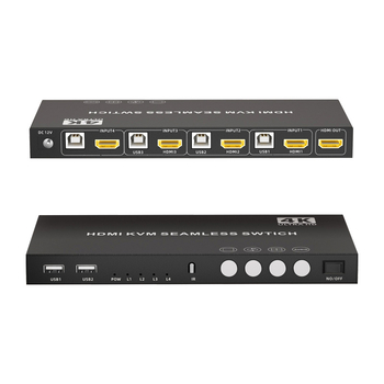 HDMI KVM prekidač: 4 ulaza - 1 izlaz, glatko prebacivanje, 4K30Hz, dijeljenje USB tipkovnice i miša, kompatibilno s Windows 7