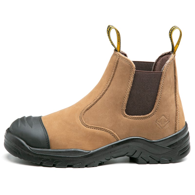 Обувки за безопасност със стоманено носче, удароустойчиви и пробивоустойчиви, средно-висок стил Chelsea, кожа от първи слой телешка кожа