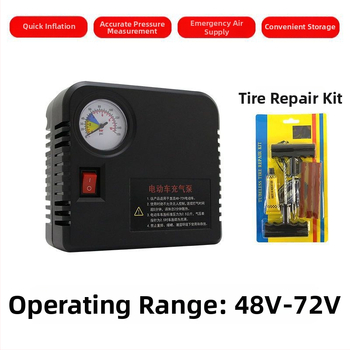 Портативна двуцилиндрова електрическа помпа за гуми за мотоциклети с цифров дисплей 48V/60V/72V