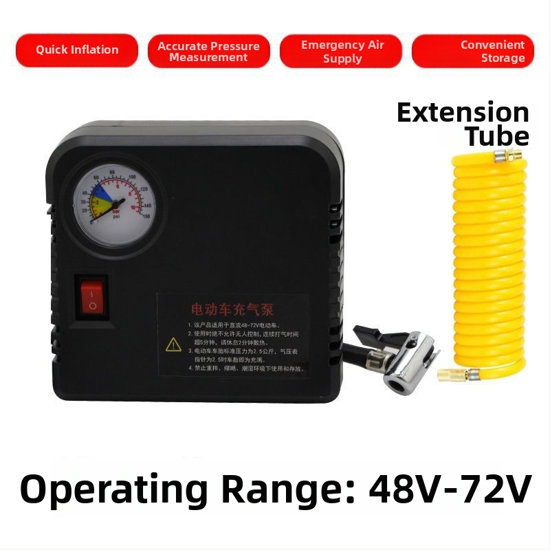 Портативна двуцилиндрова електрическа помпа за гуми за мотоциклети с цифров дисплей 48V/60V/72V
