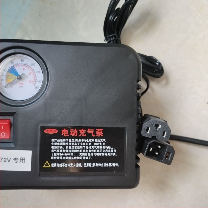 Портативна двуцилиндрова електрическа помпа за гуми за мотоциклети с цифров дисплей 48V/60V/72V