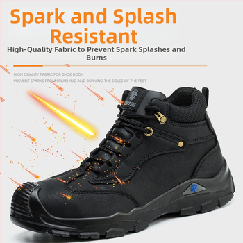 Зимни обувки за безопасност с подплата от флис, висок връх, микрофибърна кожа, стоманена защита на пръстите, анти-удар и анти-пробив