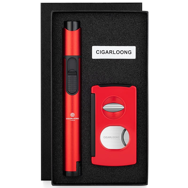 Σετ εργαλείων για πούρες: αναπτήρας πολλαπλών λειτουργιών και ψαλίδι πούρων, από ανοξείδωτο ατσάλι, κωδικός CT-24K3, στυλ Light Luxury